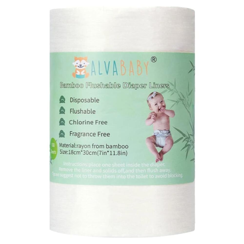 ALVABABY Natural Soft Disposable Diaper Liner for Baby Cloth Diapers- 100 Sheets